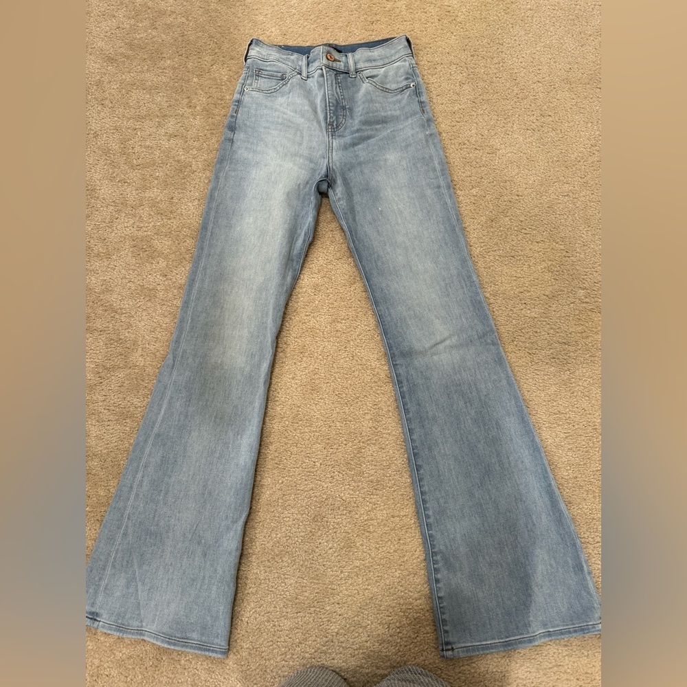 Express light blue high rise flare size 2R